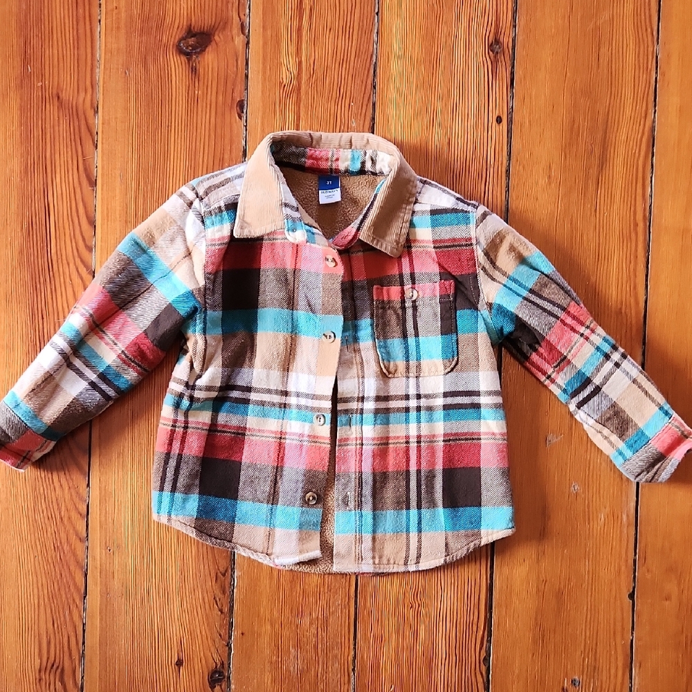 Old Navy Kids Plaid Flannel Button-Down Shirt - Brown, Blue, Red